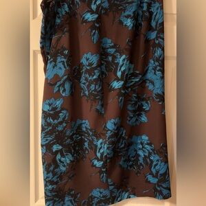 Who What Wear Brown and Blue Floral Dress